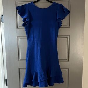 Blue Ruffle Sleeve Dress